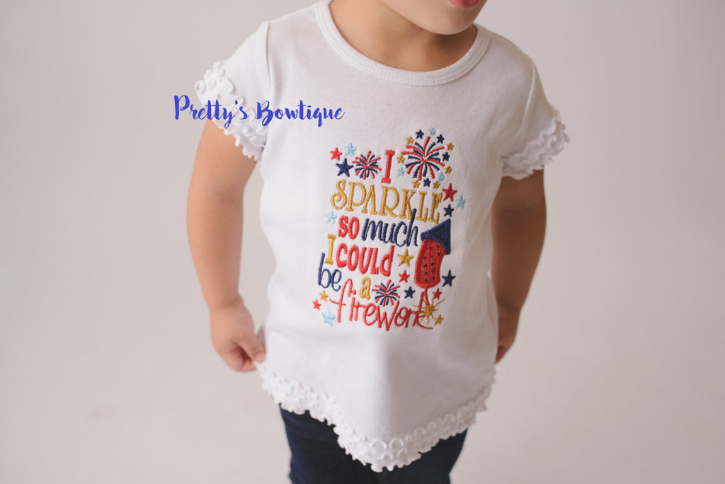 Girls 4th of July shirt -- I sparkle so much I could be a firework shirt -- Sequin Headband --Fourth of July outfit-- 4th of July Outfit - Pretty's Bowtique