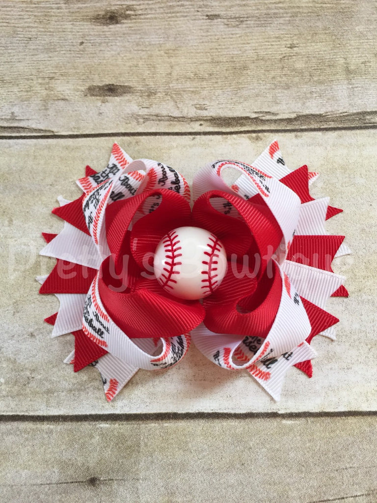 All about that baseball bow  -- Baseball Bow -- all about that base Headband -- girls baseball bow  -- Girls OTT bow - Pretty's Bowtique
