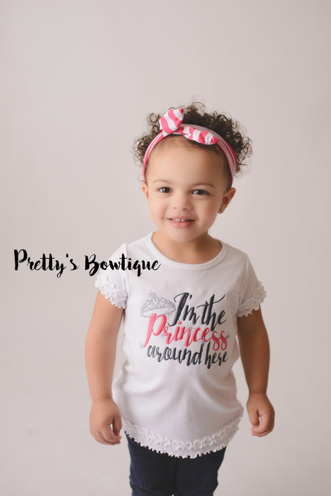 Princess Baby Bodysuit or T Shirt -- I'm the Princess Around Here – Sizes Newborn to Youth 14 - Pretty's Bowtique