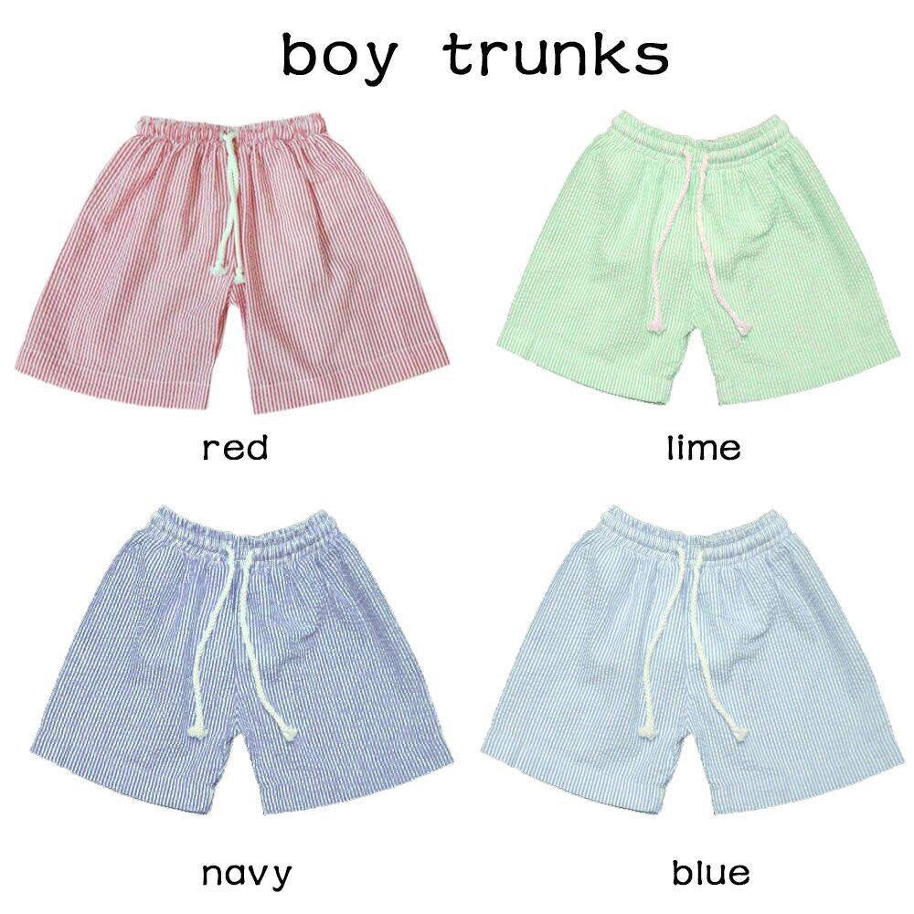 Boys Monogrammed Swimsuit -- Seersucker Boys Swim trunks- Baby Boy Swimsuit --Boys swim- Monogrammed Bathing Suit-- 12M through 5/6 - Pretty's Bowtique