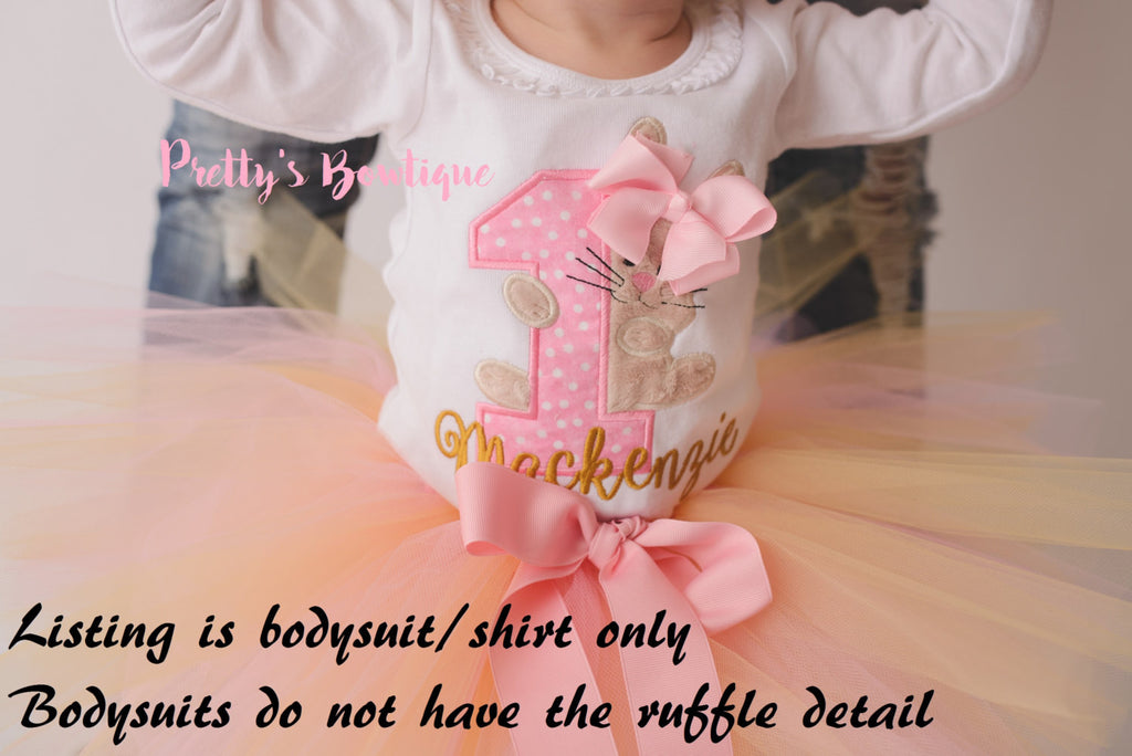 First Birthday Bodysuit or Shirt -- Bunny Birthday bodysuit - Easter Birthday-- Spring Birthday shirt -- 1st Birthday Shirt Bunny - Pretty's Bowtique