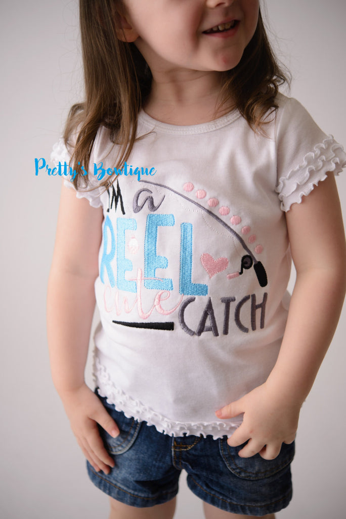 Fish Girls T-shirt or bodysuit -- Girls Fishing shirt-- I'm a reel cute catch -- Baby girl Fishing Shirt -- Fishing Shirt -- Birthday Gift - Pretty's Bowtique
