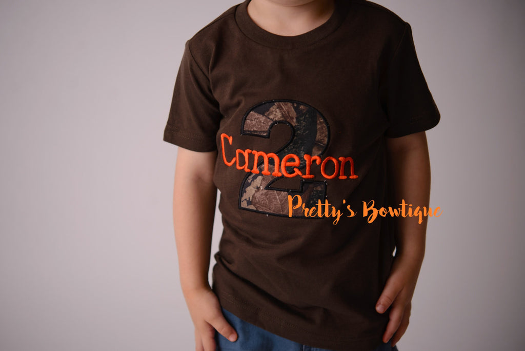Birthday Camo Boy Bodysuit / T Shirt Customizable for Any Age, Personalized with Name -- Camo Birthday tee shirt--1 st birthday-- 2nd 3rd - Pretty's Bowtique