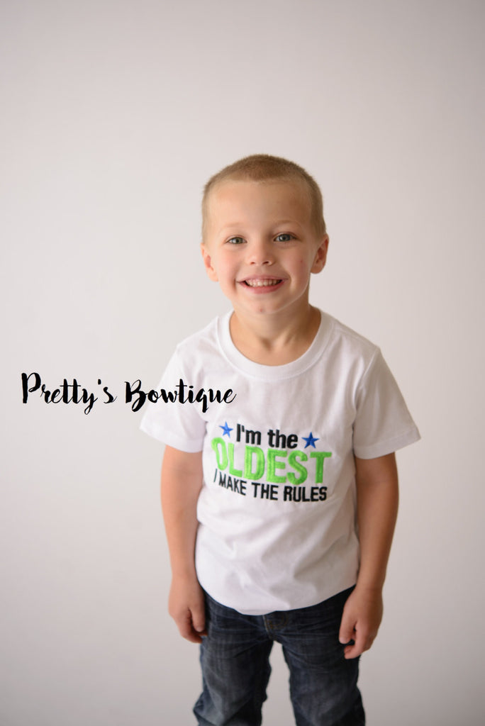 Boy's I'm the OLDEST I make the rules T shirt, Big Brother Shirt -- Boys funny t shirt -- Brother Shirt -- Oldest-- Unisex shirt - Pretty's Bowtique