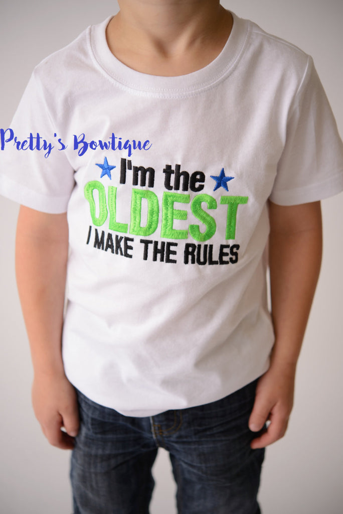 Boy's I'm the OLDEST I make the rules T shirt, Big Brother Shirt -- Boys funny t shirt -- Brother Shirt -- Oldest-- Unisex shirt - Pretty's Bowtique
