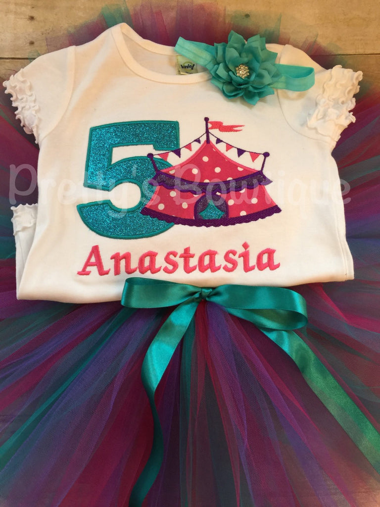 Girls Circus Birthday outfit -- Circus birthday outfit -- Shirt or One piece, headband and matching tutu - Pretty's Bowtique
