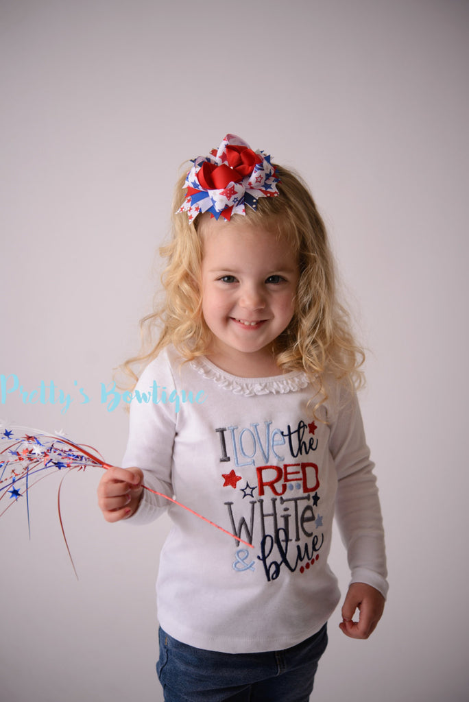 Girls 4th of july -- I love the red white and blue bodysuit/Shirt -- Fourth of July shirt -- 4th of July Shirt-- Fireworks shirt - Pretty's Bowtique