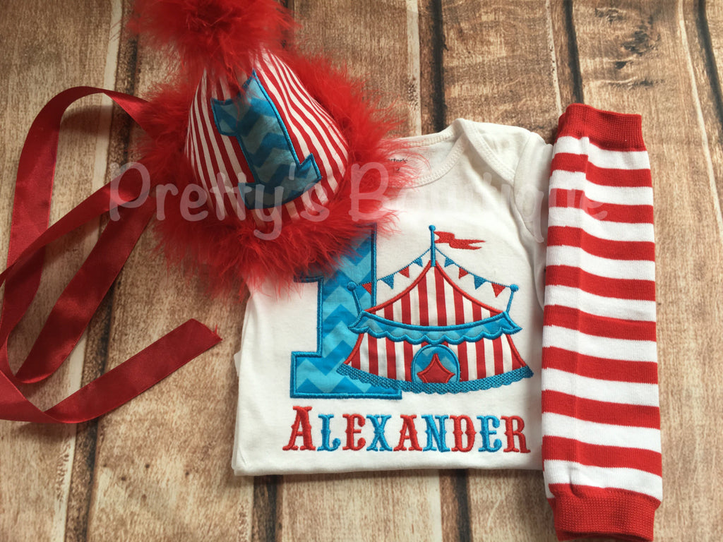 Boy Circus Birthday outfit -- Circus birthday outfit -- Shirt or One piece/legwarmers/party hat-- Boys Circus outfit-- Boys BirthdayAsk a qu - Pretty's Bowtique