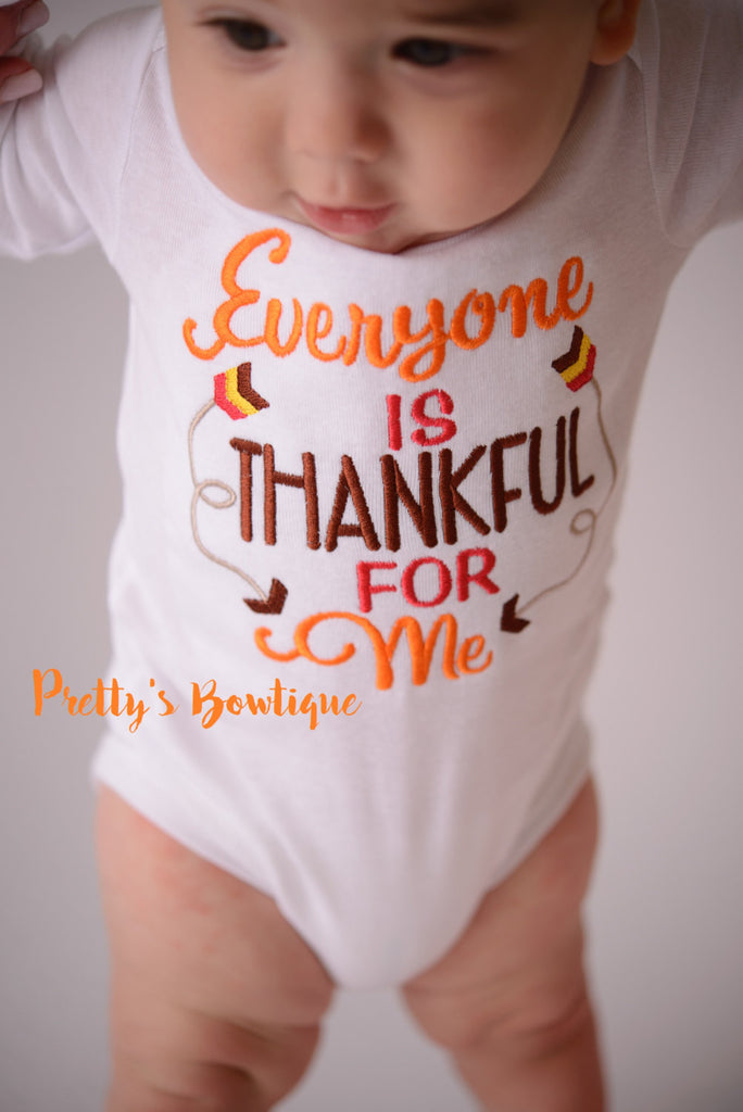 Boys Thanksgiving shirt -- Everyone is Thankful for me Shirt/Bodysuit -- Boys Thanksgiving outfit-- Turkey Shirt-- Fall Boys shirt - Pretty's Bowtique