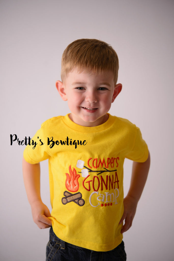 Campers gonna camp- Camper T- Shirt - Summer Camp - Camping Shirt - Boys Camping Shirt - Boys Campfire Shirt - Pretty's Bowtique